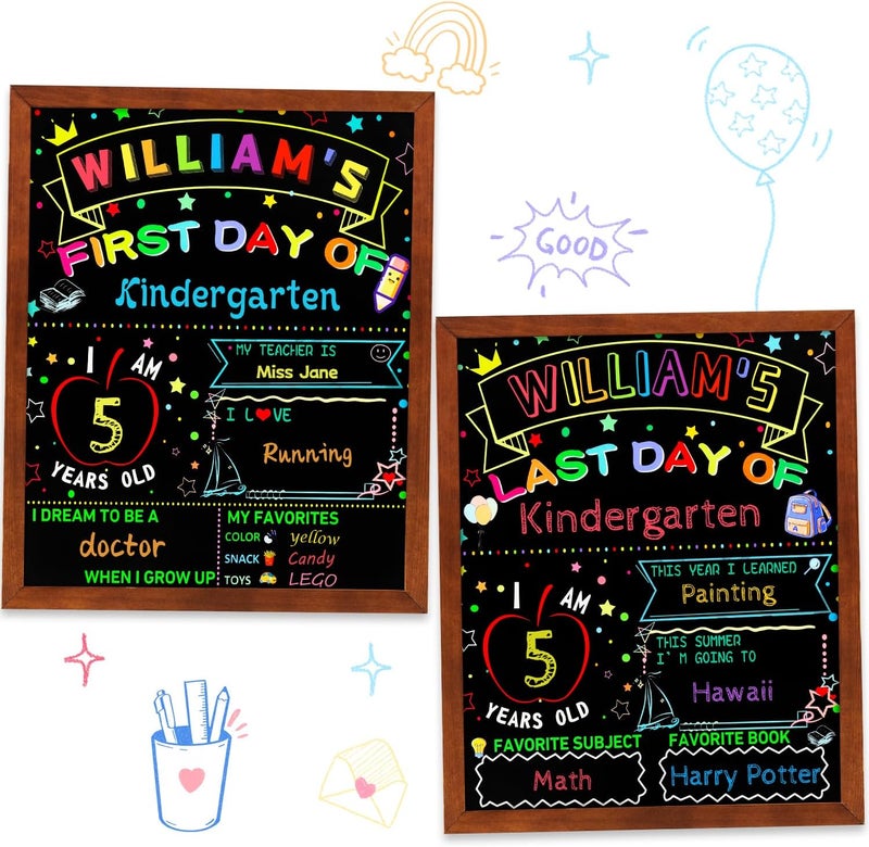 multiwins First and Last Day of School Double Sided Sign with Frame- 14”x11” Reusable Dry Erase Board - Back to School Supplies for Kindergarten Preschool - Image 3